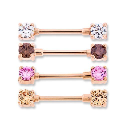 Nipple Barbell Rose Gold Front Facing Nipple Bars - 1 Piece -Rebel Bod-RebelBod