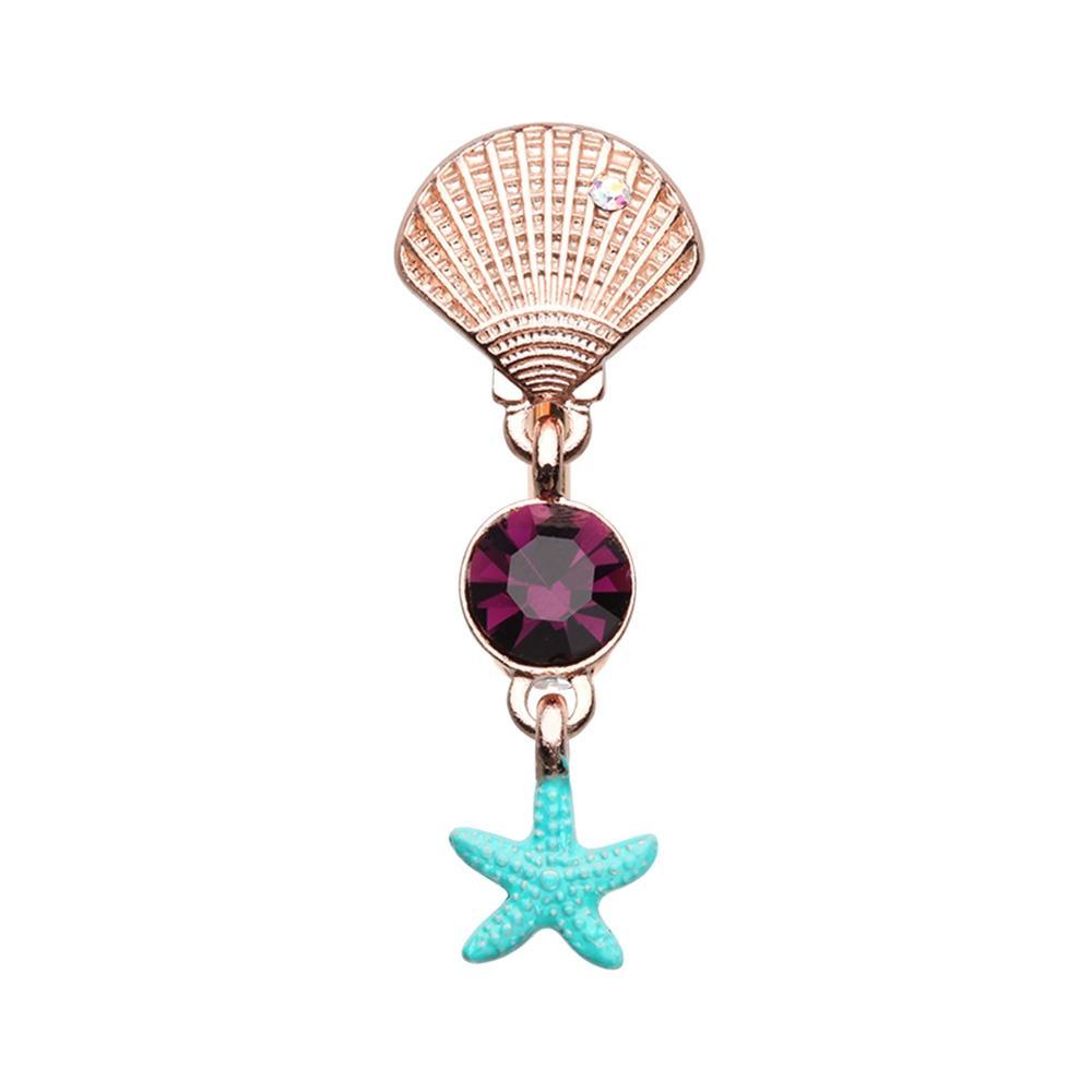 Rose Gold Hawaiian Sea Shell Star Belly Button Ring