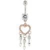 Rose Gold Heart Belly Ring Dangle Arrows - 1 Piece