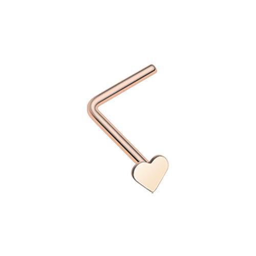 Rose Gold Heart L-Shaped Nose Ring