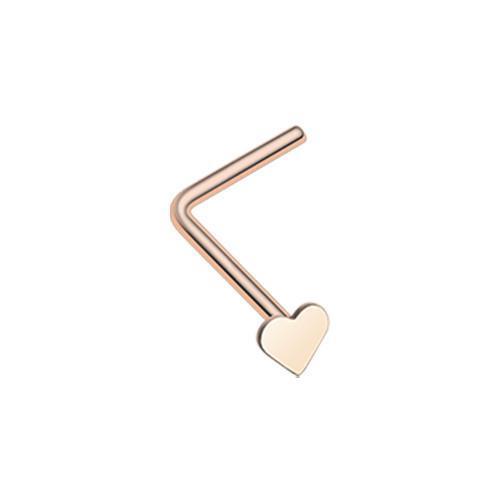 Rose Gold Heart L-Shaped Nose Ring - Rebel Bod