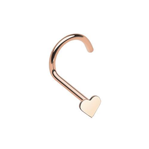 Rose Gold Heart Nose Screw Ring
