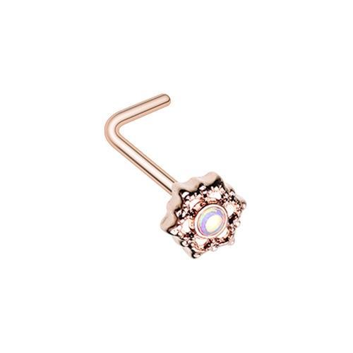 Rose Gold Illuminating Mandala Ornate L-Shaped Nose Ring