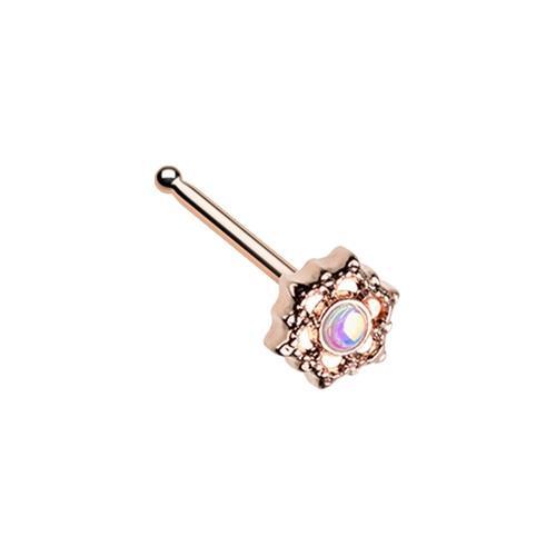 Rose Gold Illuminating Mandala Ornate Nose Stud Ring