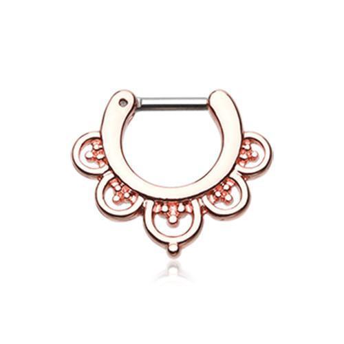 Rose Gold Imperial Filigree Septum Clicker / Daith Clicker - 1 Piece