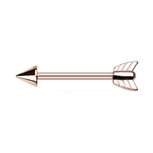 Rose Gold Katniss Bow Arrow Nipple Barbell Ring - 1 Piece