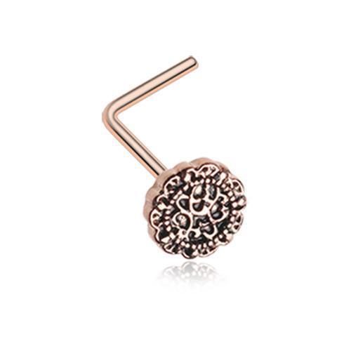 Rose Gold Mandela Filigree Icon L-Shaped Nose Ring