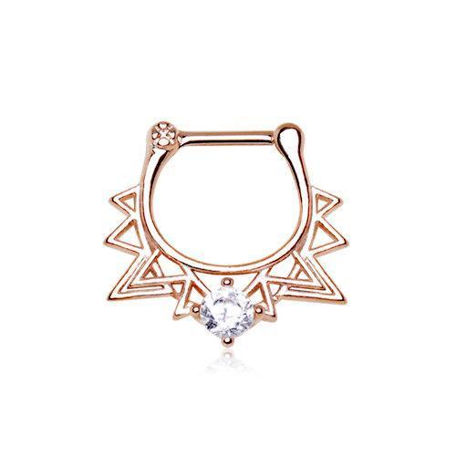 Rose Gold Plated Royalty Retro Triangle Septum Clicker / Daith Clicker