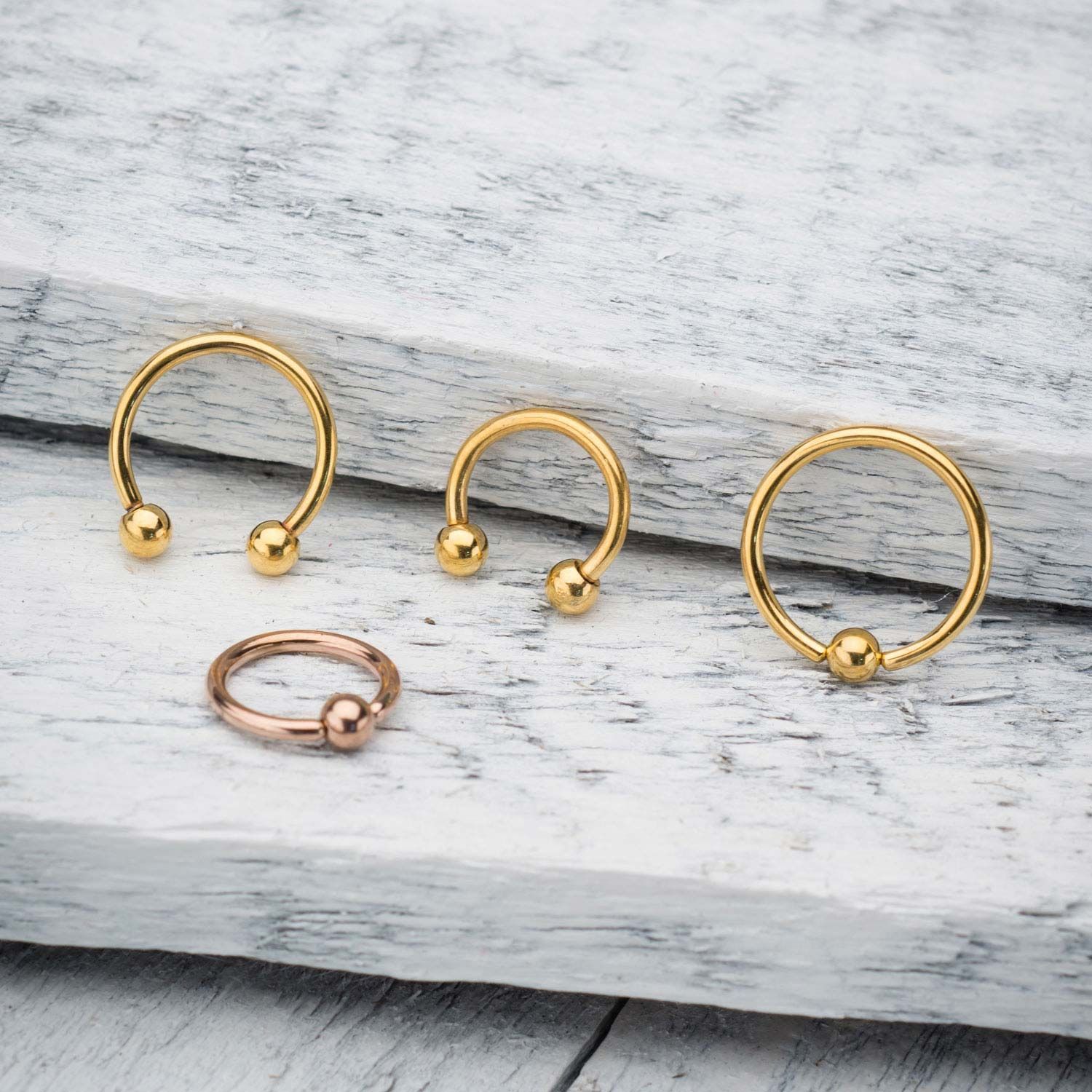 CAPTIVE BEAD RING Rose Gold Plated Captive Bead Rings sbvrrg -Rebel Bod-RebelBod