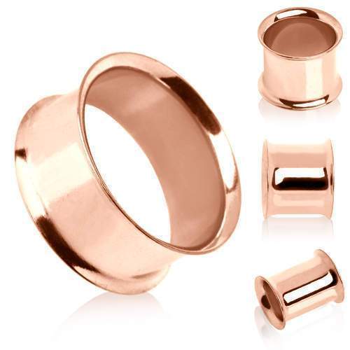 Tunnels - Double Flare Rose-Gold Plated Double Flare Tunnel Plug - 1 Piece -Rebel Bod-RebelBod