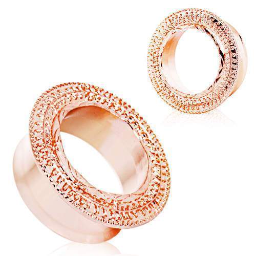Rose Gold Plated Entice Filigree Double Flare Tunnel Plug - 1 Piece