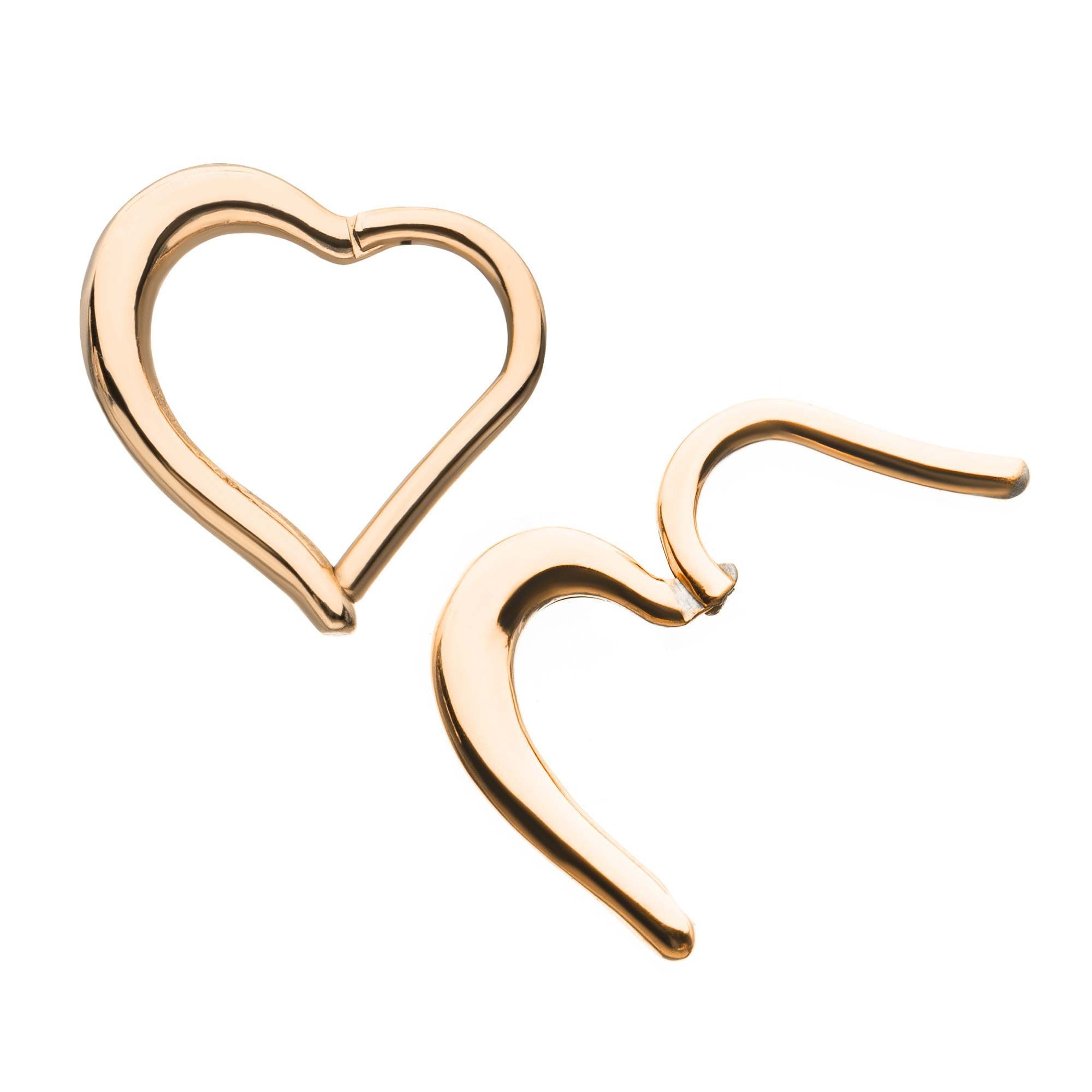 SEAMLESS CLICKER Rose Gold Plated Heart Shape Clicker Hinged Segment Ring sbvsgrh05h16rg -Rebel Bod-RebelBod