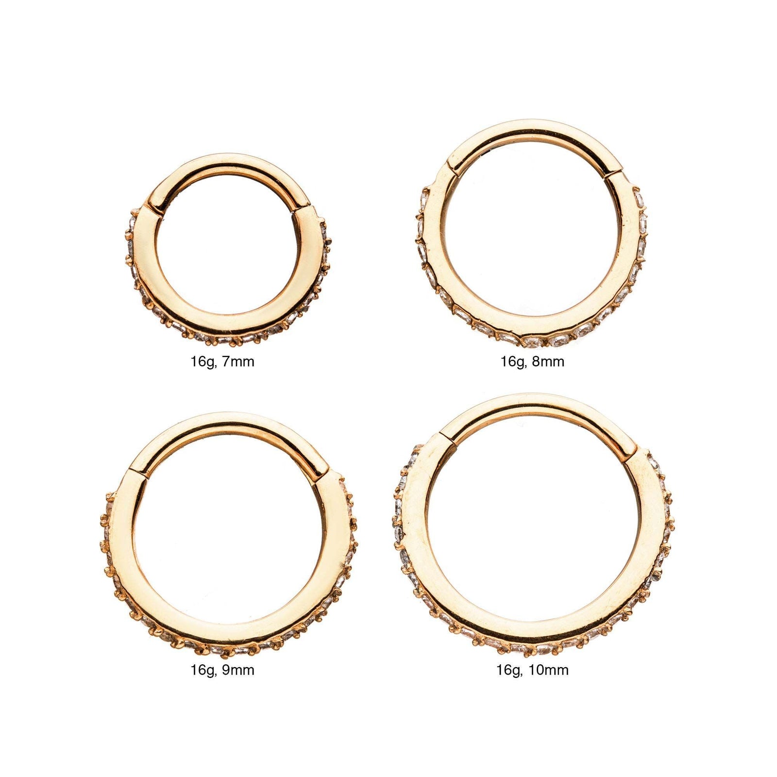 Rose Gold Clicker Hinged Segment Ring Prong Set Clear CZ Gem