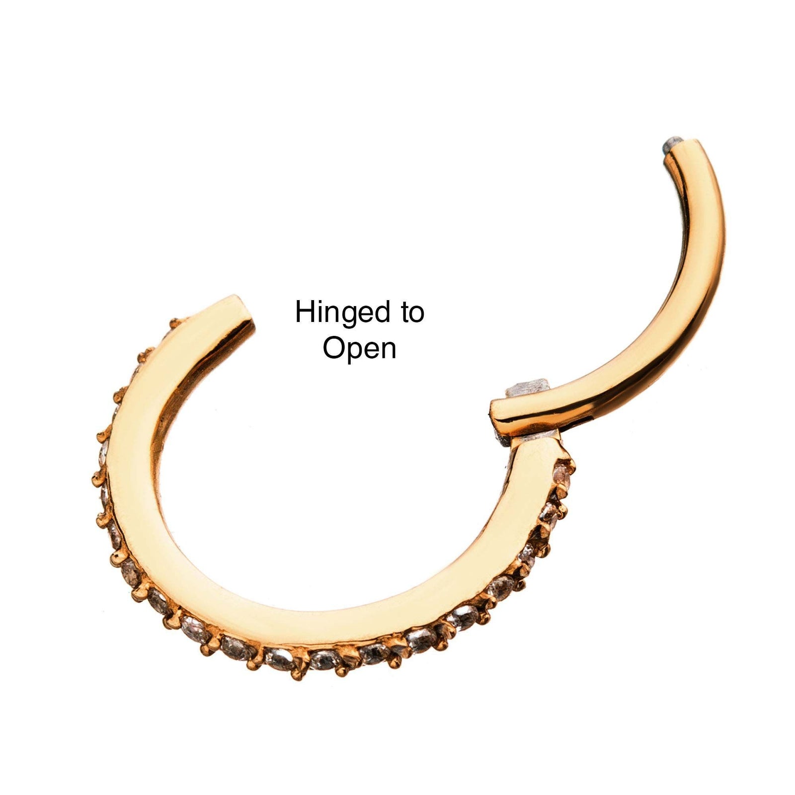Rose Gold Clicker Hinged Segment Ring Prong Set Clear CZ Gem