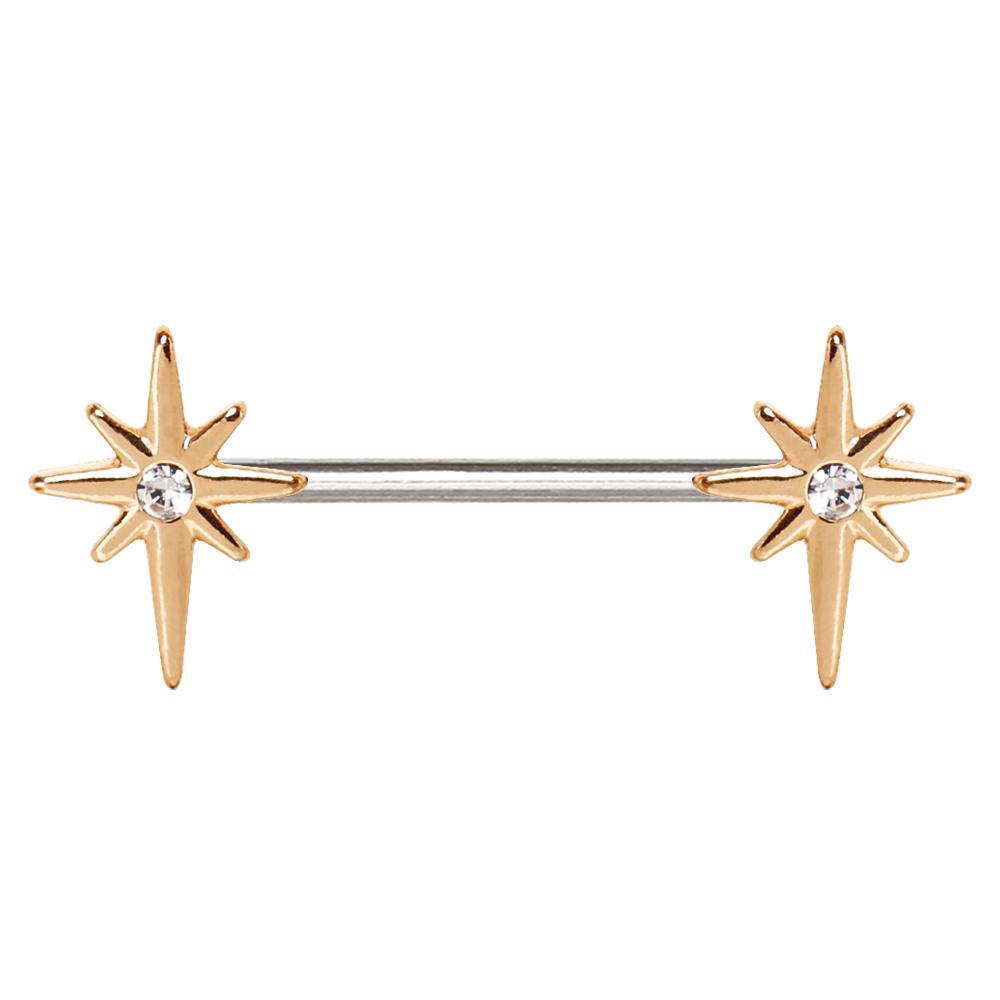 Rose Gold Northern Star Nipple Barbell - 1 Piece