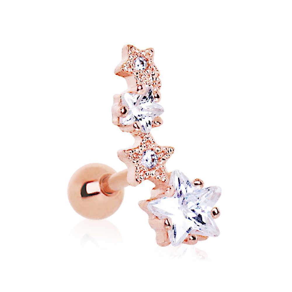 Rose Gold Plated Shooting Star Cartilage Barbell Earring - 1 Piece