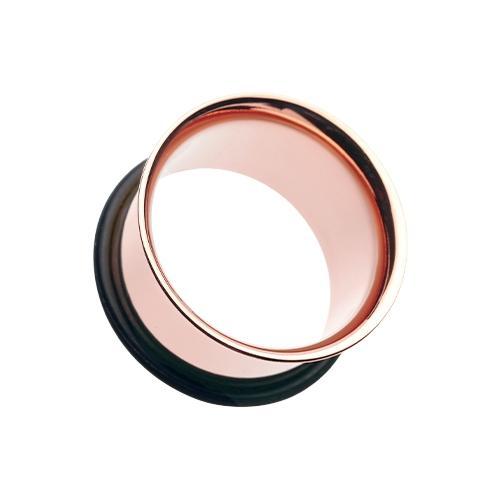 Rose Gold Plated Single Flared Ear Gauge Tunnel Plug - 1 Pair