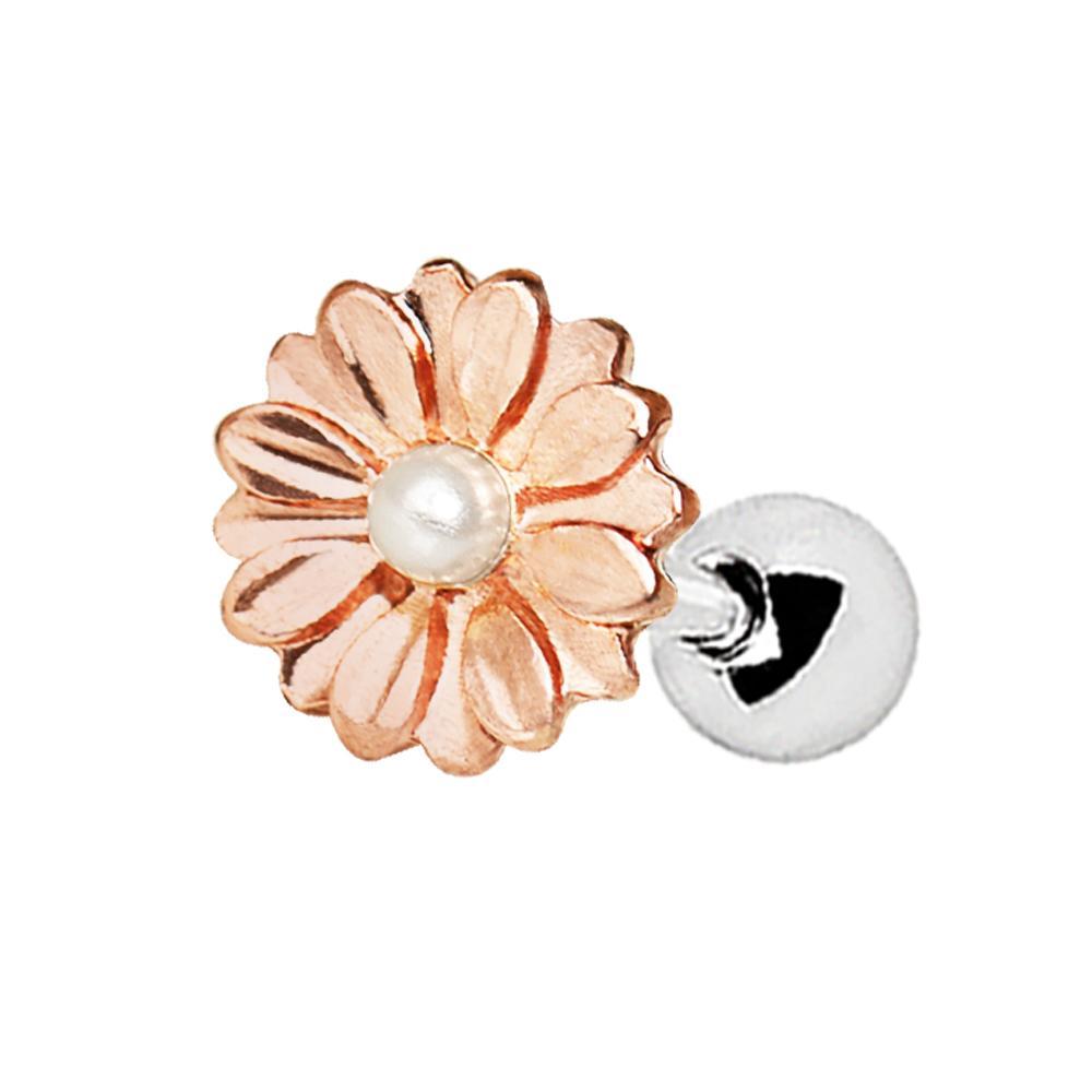 Rose Gold Plated Sweat Pearl Daisy Cartilage Barbell Earring - 1 Piece