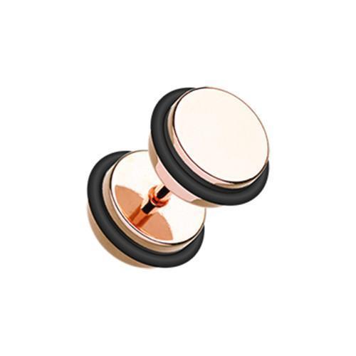Rose Gold PVD Fake Plug w/ O-Rings - 1 Pair