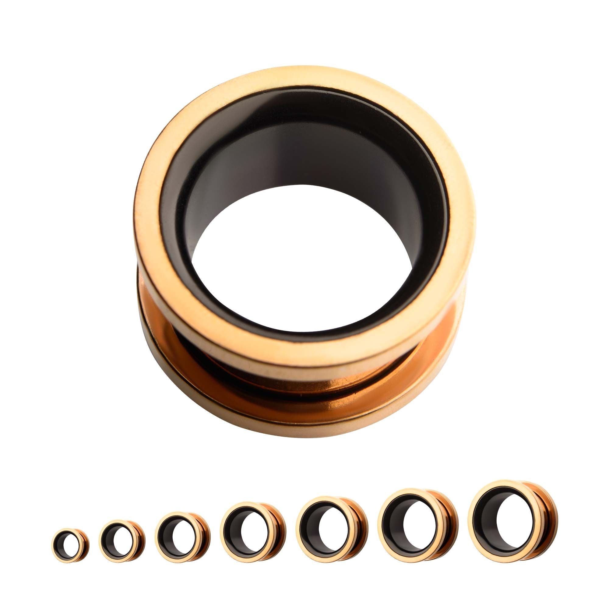 TBD-Plugs Rose Gold PVD Black PVD Inside Tunnel Screw Fit Plug -Rebel Bod-RebelBod