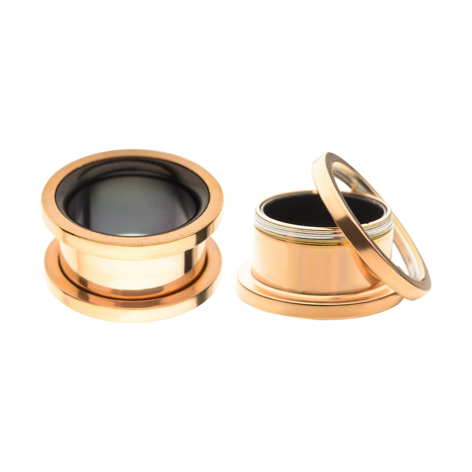 TBD-Plugs Rose Gold PVD Black PVD Inside Tunnel Screw Fit Plug -Rebel Bod-RebelBod