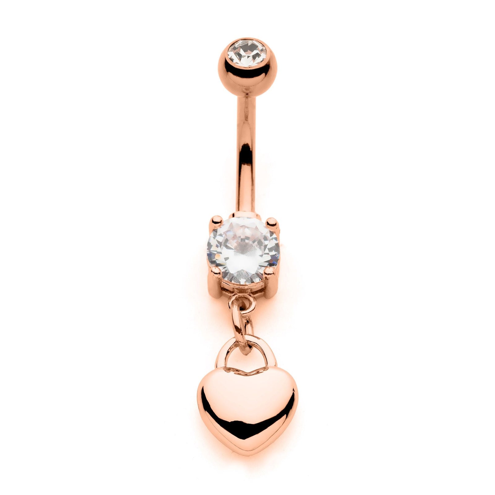 Belly Rose Gold PVD Heart Dangle Navel nsq22218rg -Rebel Bod-RebelBod