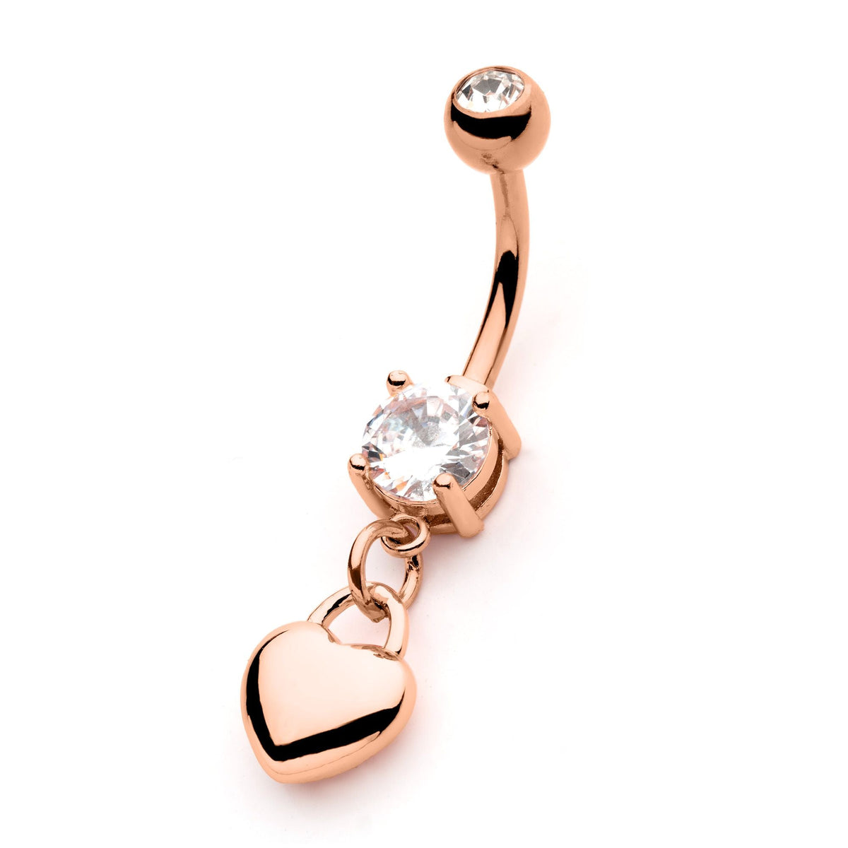 Belly Rose Gold PVD Heart Dangle Navel nsq22218rg -Rebel Bod-RebelBod