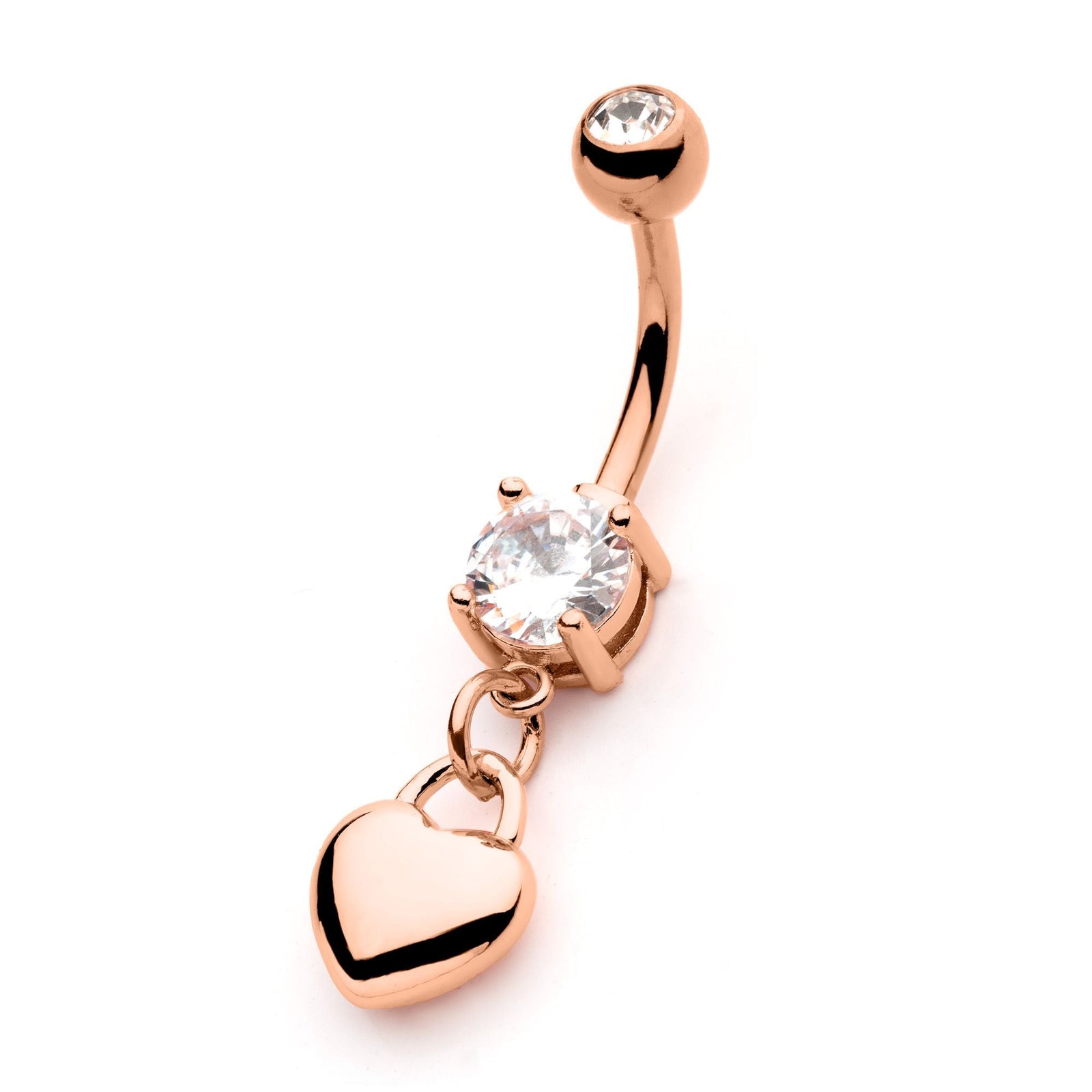 Belly Rose Gold PVD Heart Dangle Navel nsq22218rg -Rebel Bod-RebelBod