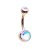 Rose Gold Revo Double Ball Inlay Steel Belly Button Ring