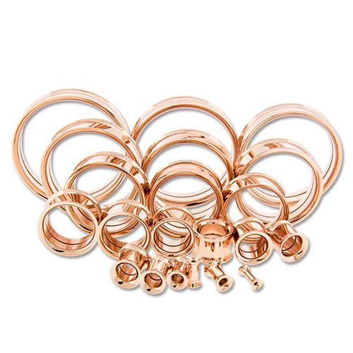 Tunnels - Double Flare Rose Gold Tunnels - 1 Piece #SPLT#1 -Rebel Bod-RebelBod