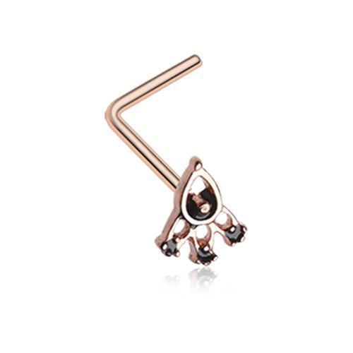 Rose Gold Victoria Trident Icon L-Shaped Nose Ring