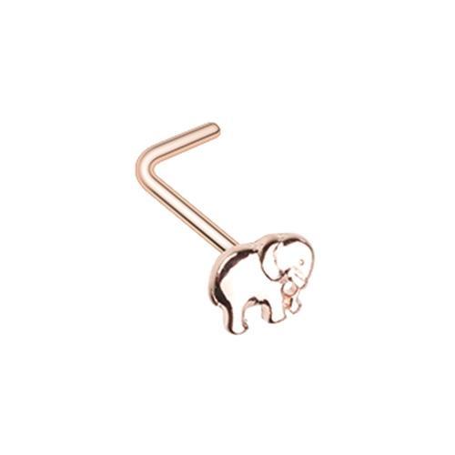 Rose Gold Wild Free Elephant L-Shape Nose Ring