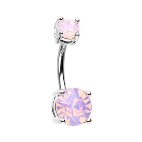 Rose Water Opal Opalescent Brilliant Sparkle Gem Prong Set Belly Button Ring