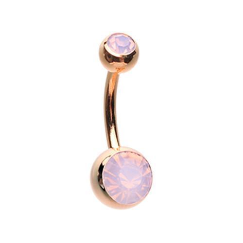 Rose Water Opal Rose Gold Opalite Double Gem Ball Belly Button Ring