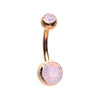 Rose Water Opal Rose Gold Opalite Double Gem Ball Steel Belly Button Ring