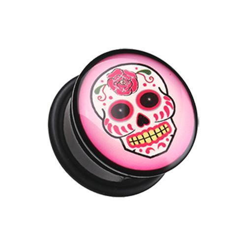 Rosie the Sugar Skull Single Flared Ear Gauge Plug - 1 Pair