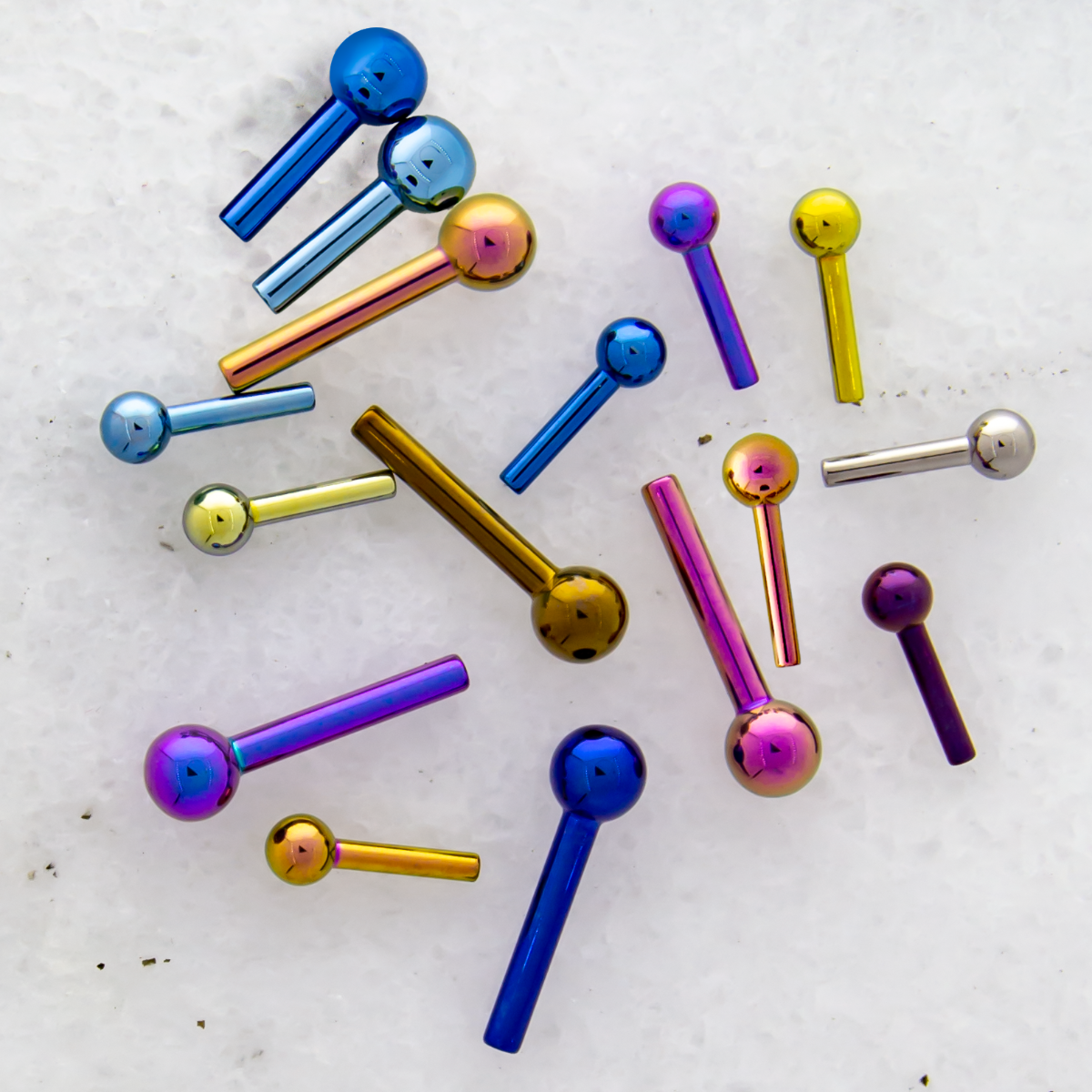 STRAIGHT BARBELL Rosy Gold Titanium Threadless Straight Barbell Post Only With Fixed Ball -Rebel Bod-RebelBod