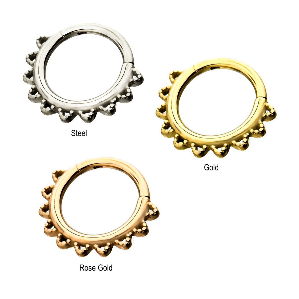 SEAMLESS CLICKER Rounded Spiked Edge Clicker Hinged Segment Ring sbvsgrhf611 -Rebel Bod-RebelBod
