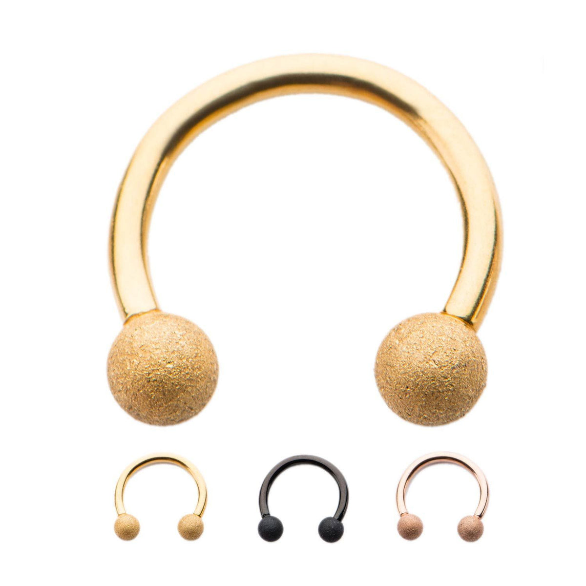 Sand Finish Circular Barbell Horseshoe Barbell ball ends