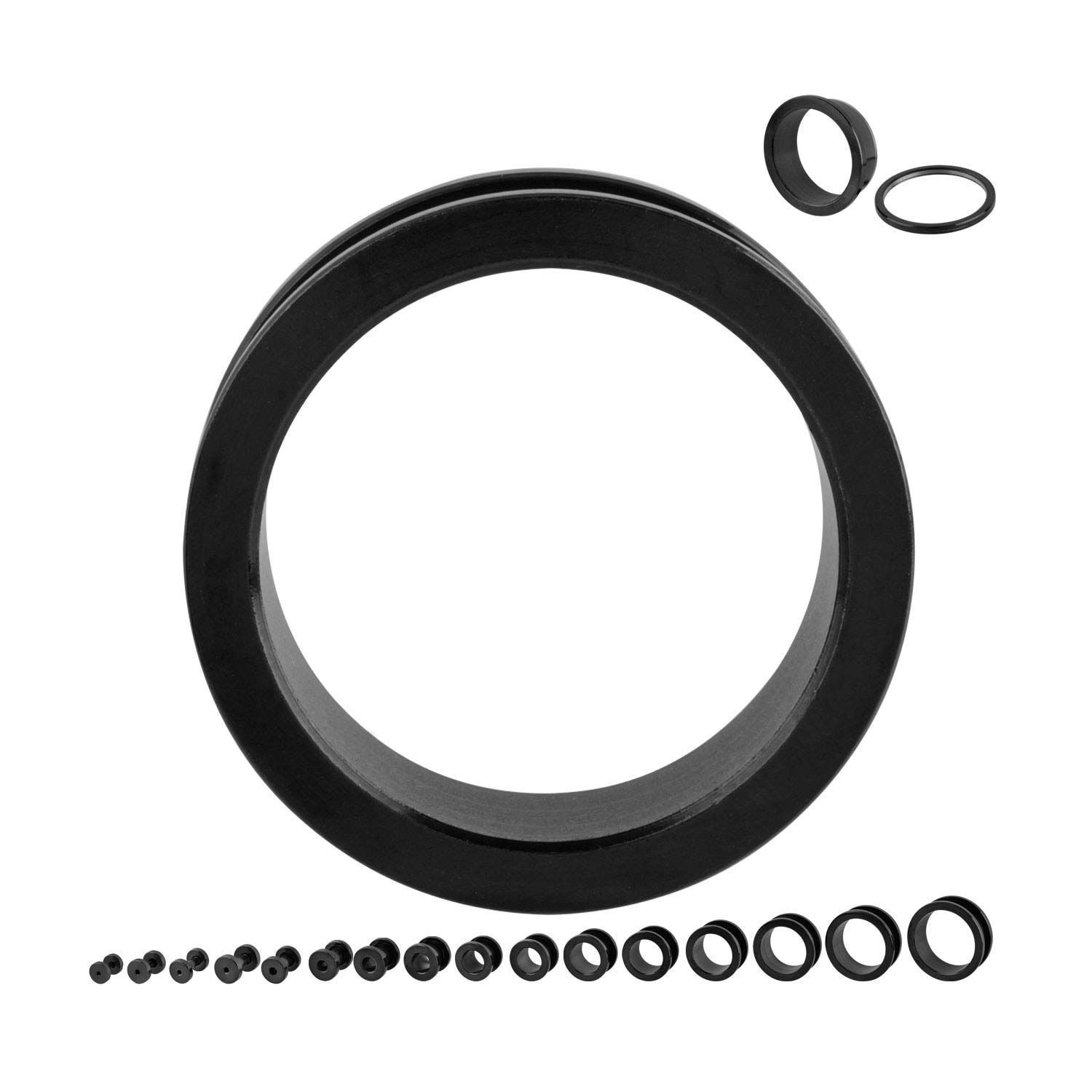 Tunnels - Double Flare Screw Fit Black Titanium Plated Tunnel Plugs - 1 Pair  sbvptsk -Rebel Bod-RebelBod