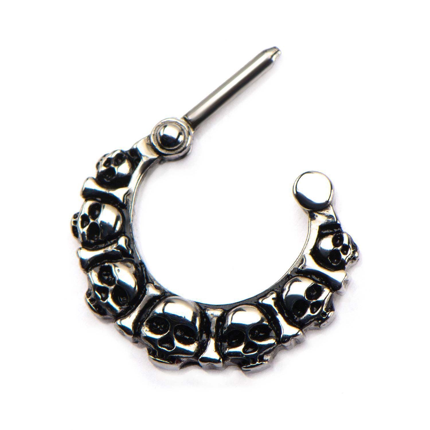 Clicker - Cartilage | Septum Septum Clicker / Daith Clicker with Skull Head sbvsepts7610 - 1 Piece -Rebel Bod-RebelBod