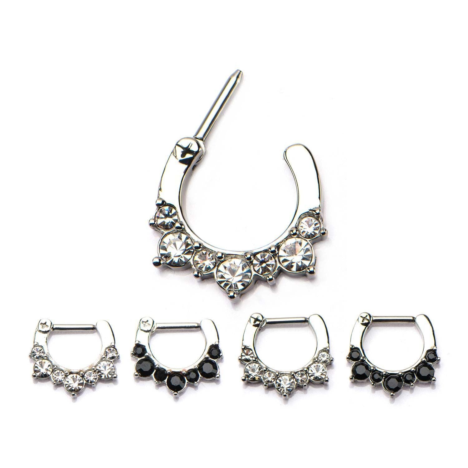 Septum Clicker / Daith Clicker w/ 7 Prong Set CZ Gems sbvsepts4610 - 1 Piece