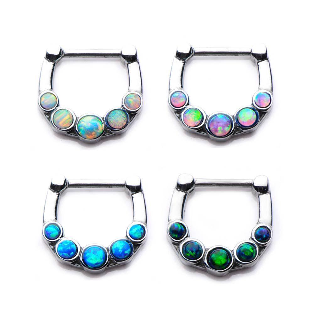 Septum Clicker / Daith Clicker Bonded Synthetic Opal Cabochons - 1 Piece