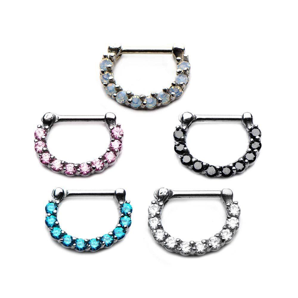 Septum Clicker / Daith Clicker Prong Set CZ Gems - 1 Piece