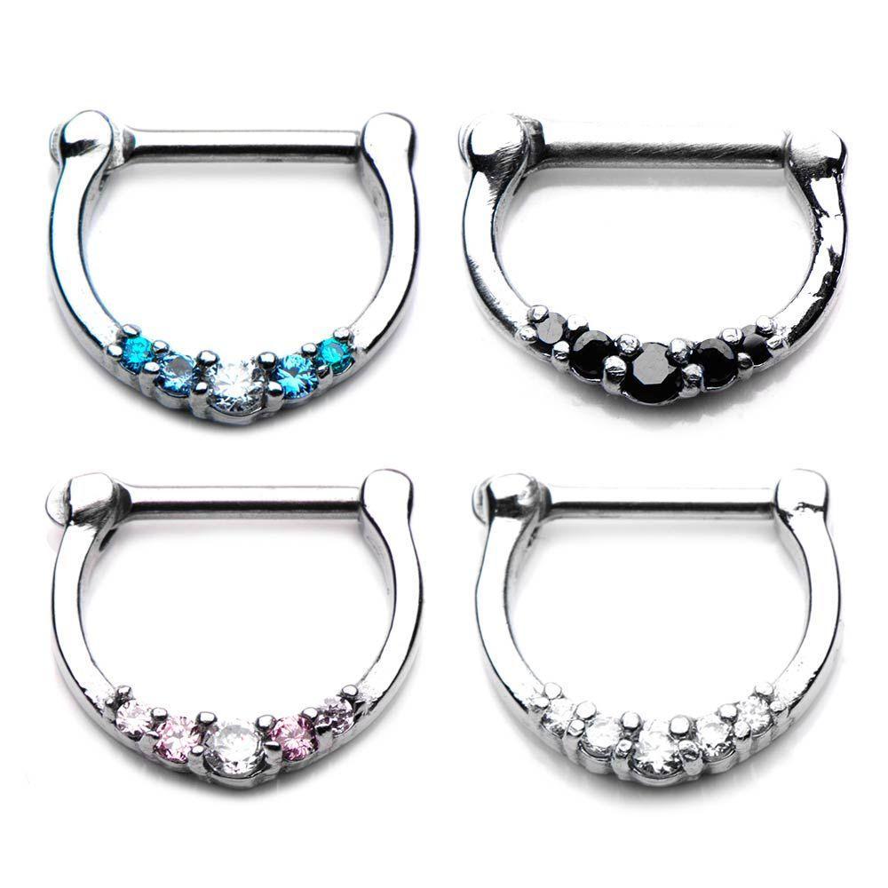 Septum Clicker / Daith Clicker Prong Set CZ Gems - 1 Piece