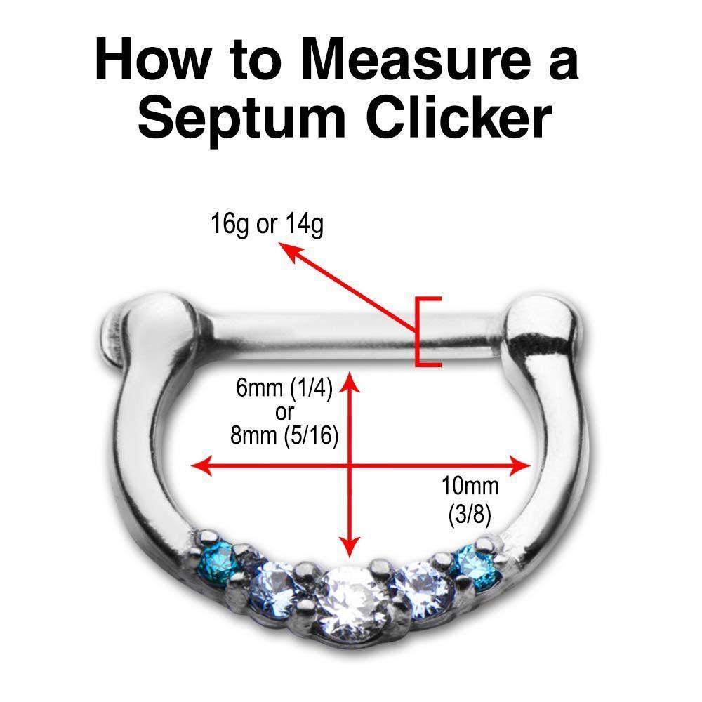 Septum Clicker / Daith Clicker Prong Set CZ Gems - 1 Piece