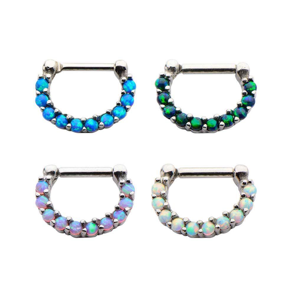 Septum Clicker / Daith Clicker Prong Set Synthetic Opal Cabochons - 1 Piece