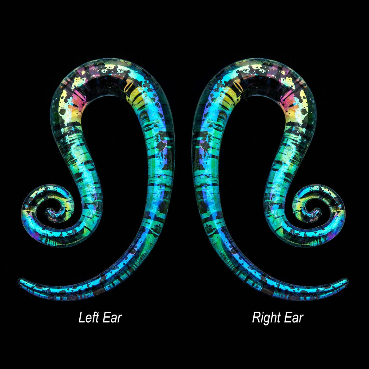 Shimmery Opal Forward Spiral Glass Helix Tapers - 1 Pair