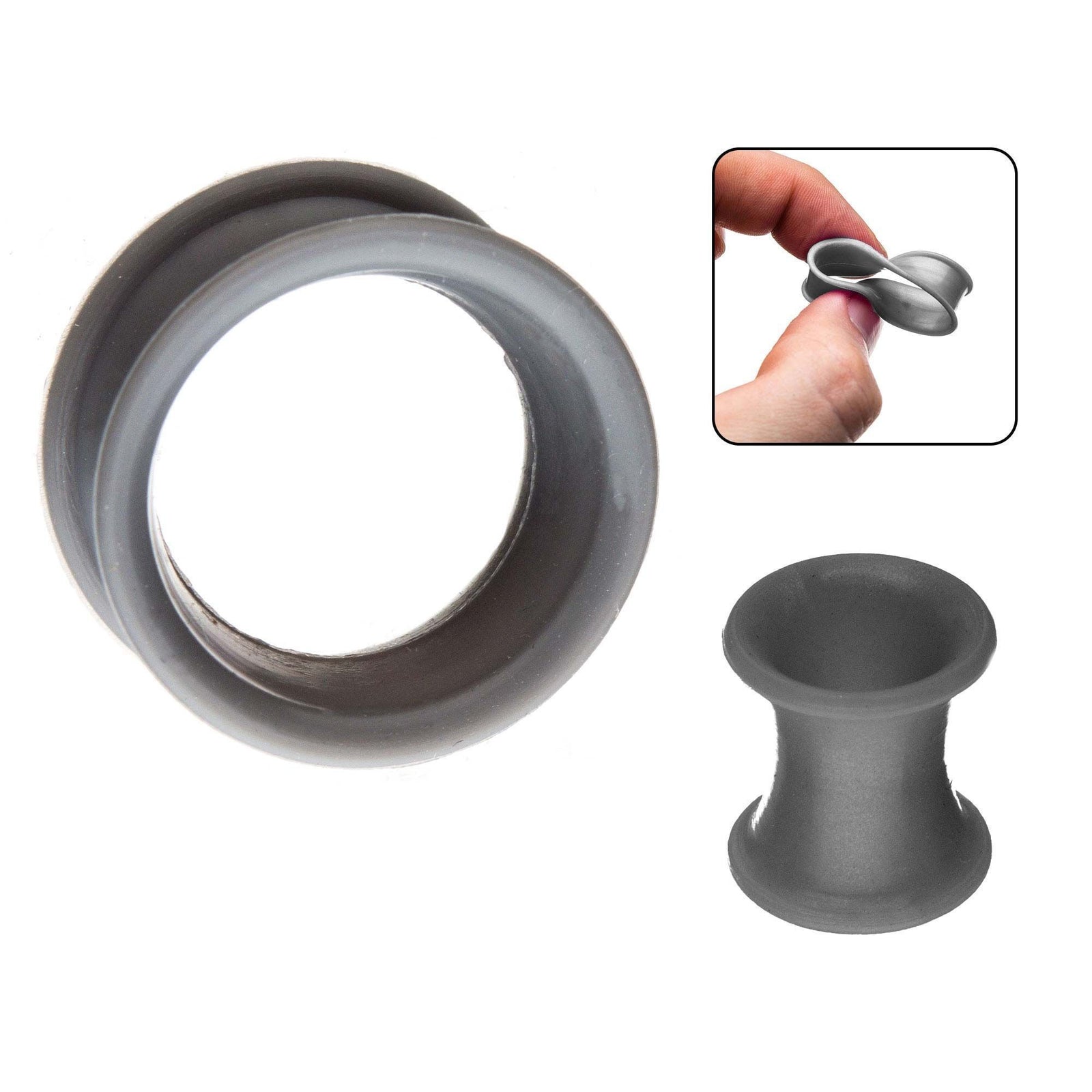 Silicone Double Flared Ear Gauge Tunnel Plugs V3 Thicker Inner Rim - 1 Pair