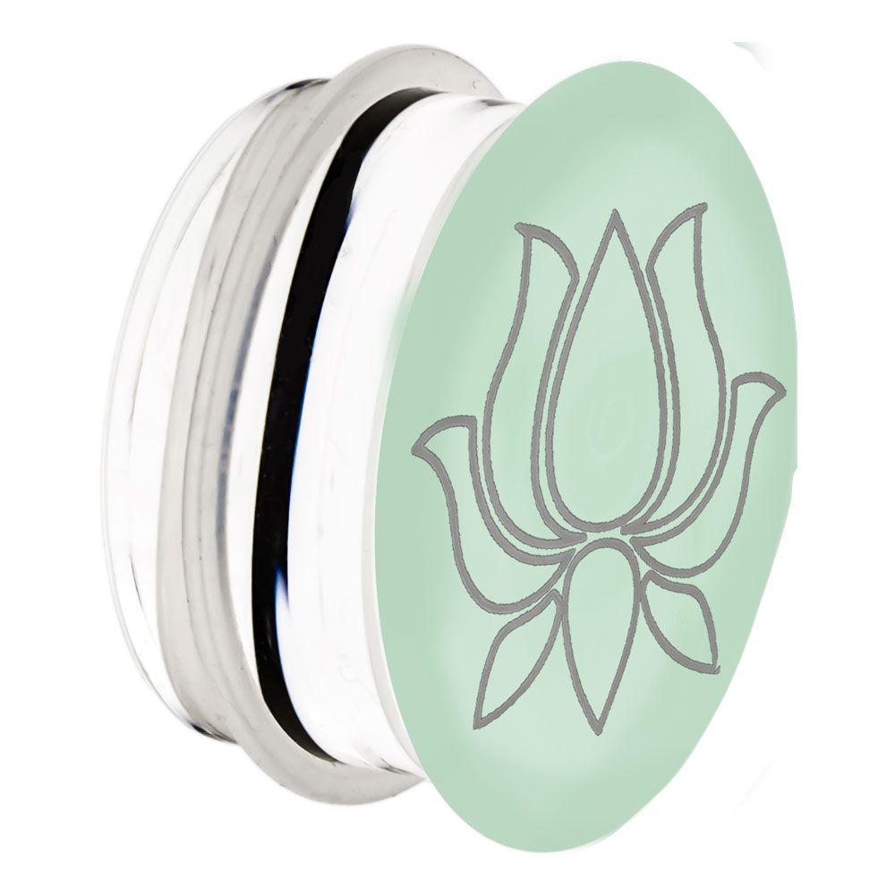 Plugs Earrings - Double Flare Silver Lotus Glass Plugs - 1 Pair -Rebel Bod-RebelBod